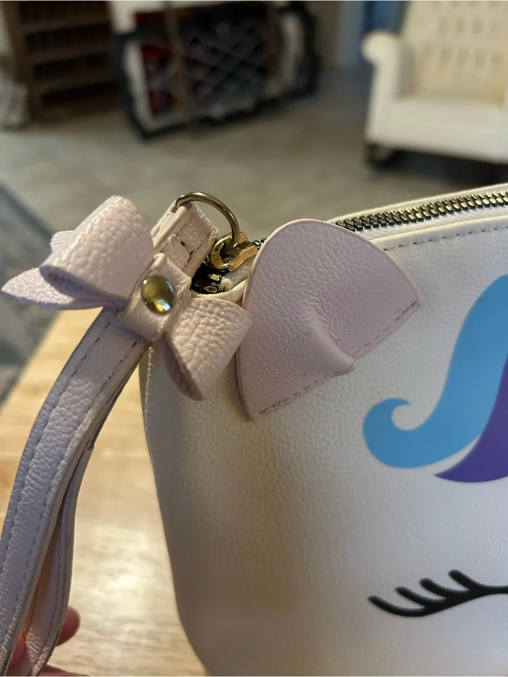 Betsey Johnson Faux Leather Unicorn Makeup Bag Wristlet